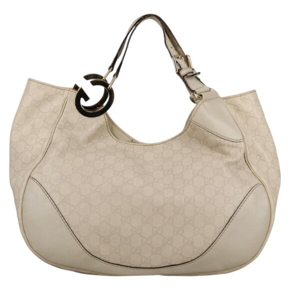 GUCCI GG Canvas Guccissima Shoulder Bag Leather Gold White 203504 Auth 137866 - Picture 3 of 16